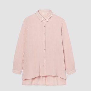 EILEEN FISHER Organic Cotton Gauze Classic Collar Shirt